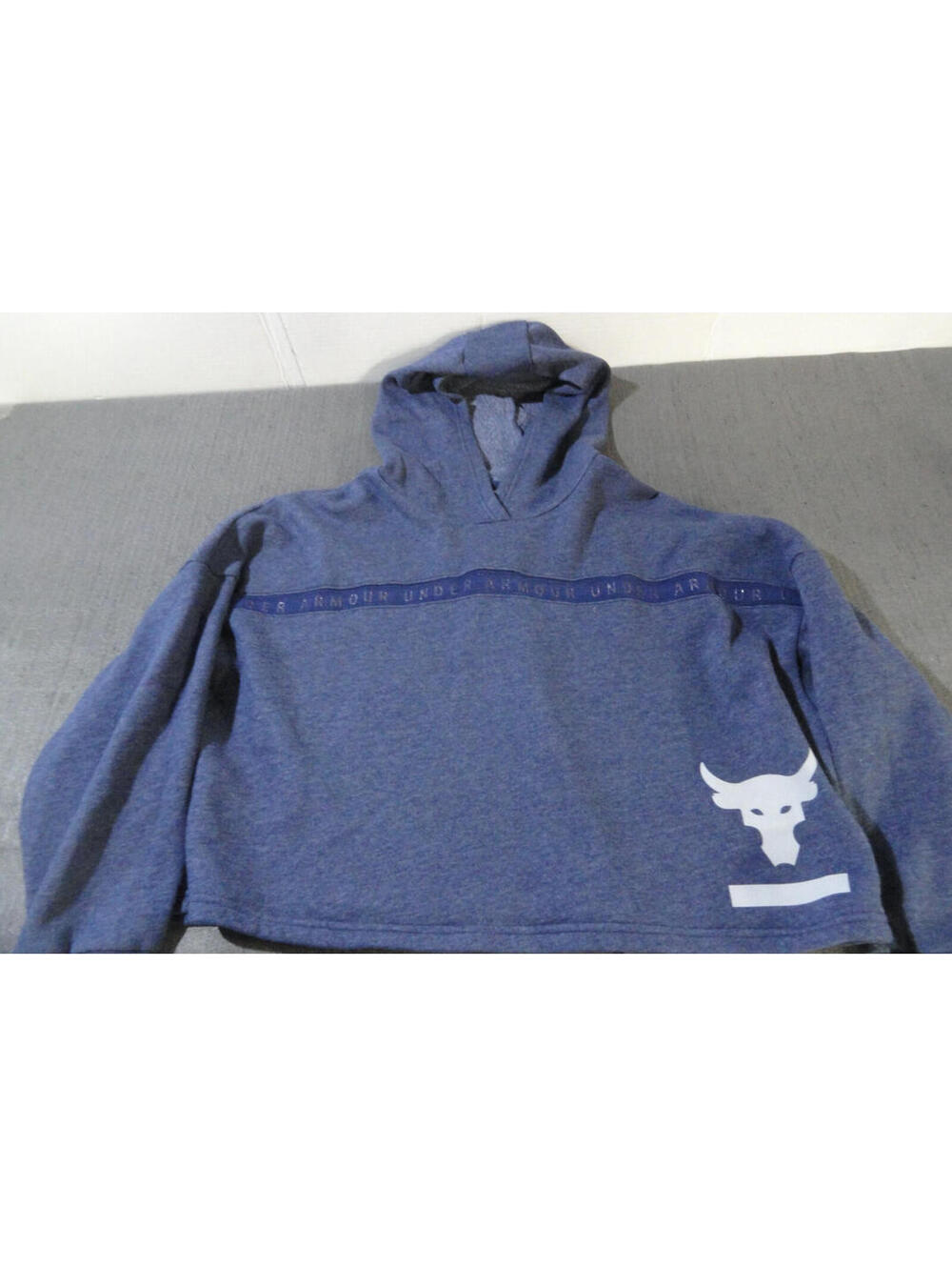 UNDER ARMOUR LONG SLEEVE PULLOVER LOOSE BLUE PROJECT ROCK BRAHMA HOODIE SMALL